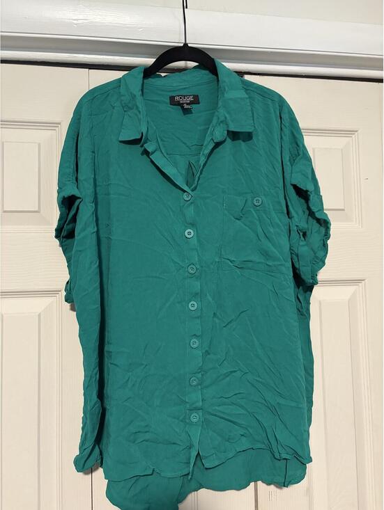Rouge collection Tops - Vintage Green Rayon Button Down Blouse